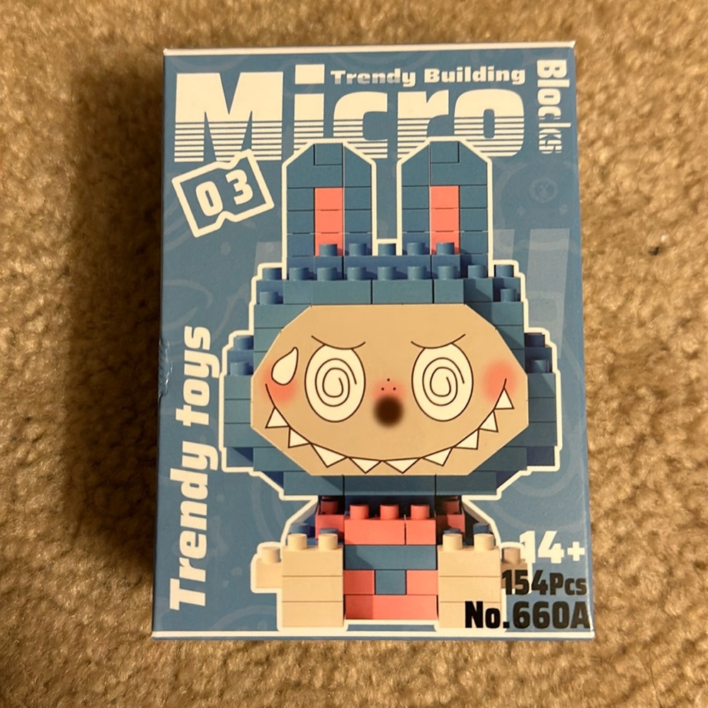 Micro Trending Building Blocks: Blue Labubu